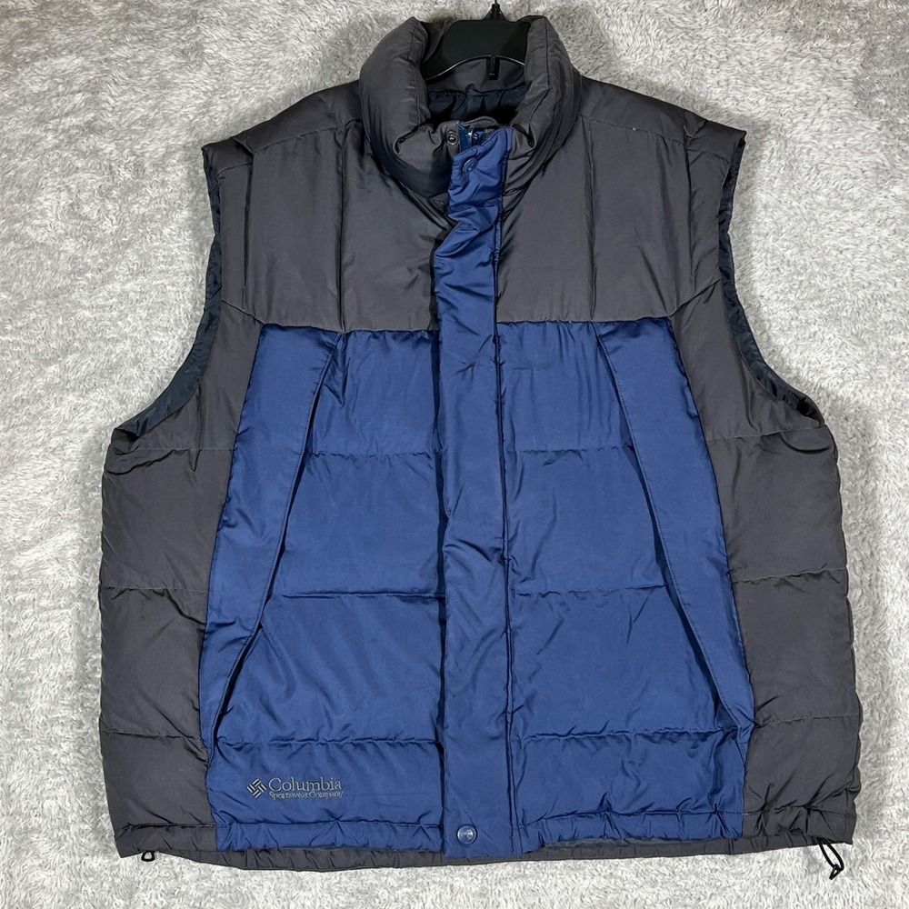 Columbia Mens XL Core Interchange Puffer Vest Navy Blue Grey Insulated Jacket